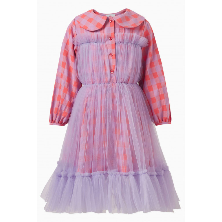 Raspberry Plum - Cosima Checked Dress in Cotton & Tulle