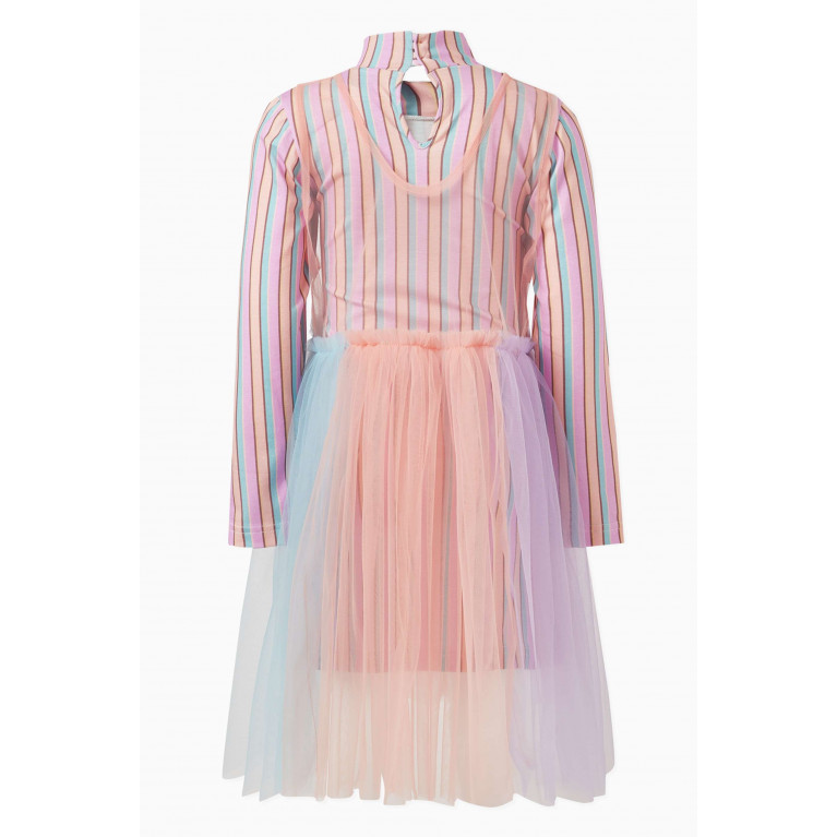Raspberry Plum - Addie Striped Dress in Stretch Cotton Jersey & Tulle