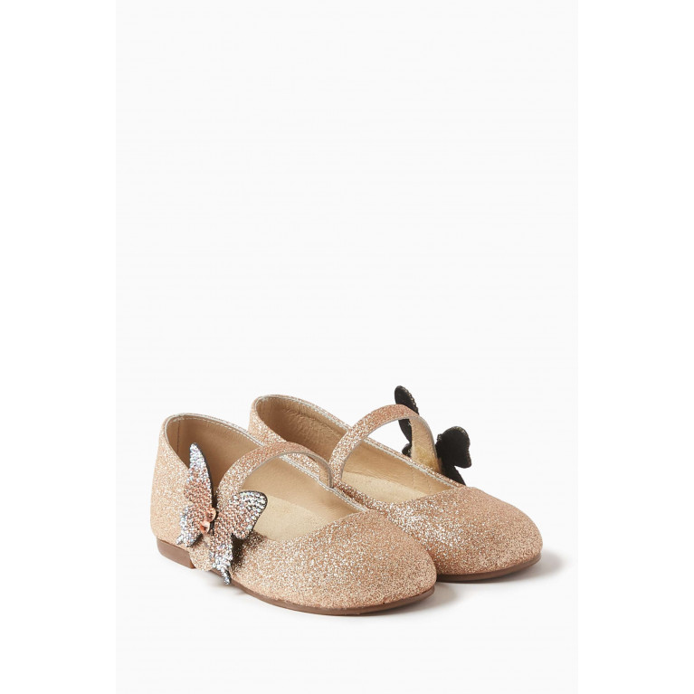 Babywalker - Butterfly-embellishment Ballerina Shoes in Leather