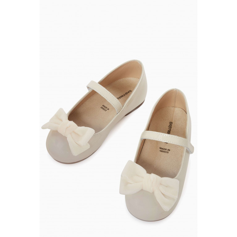 Babywalker - Bow-detail Ballerina Shoes in Leather