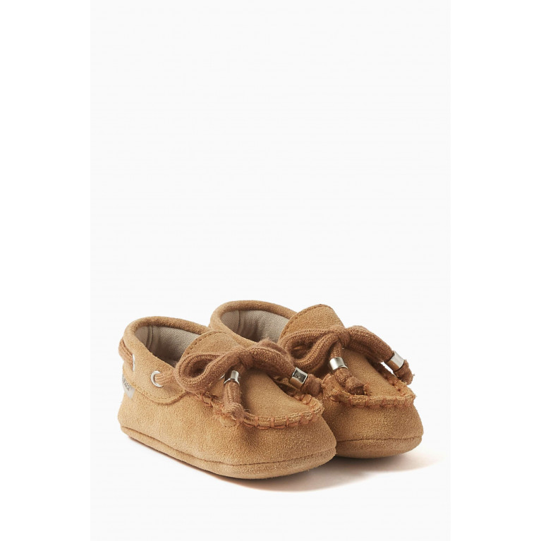 Babywalker - Bow-detail Loafers in Suede Leather Neutral