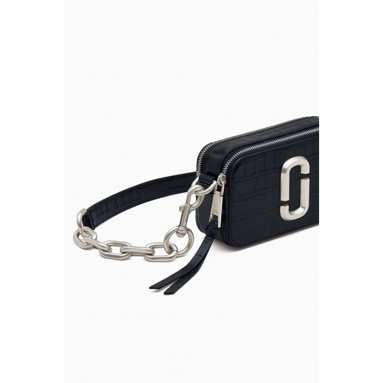 Marc Jacobs - The Snapshot Shoulder Bag in Croc-embossed Leather Black