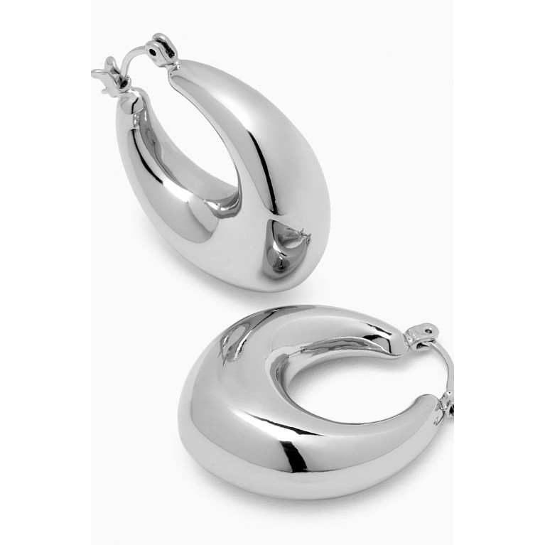By Adina Eden - Solid Chubby XL Hoop Earring in 14kt White Gold-plated Brass