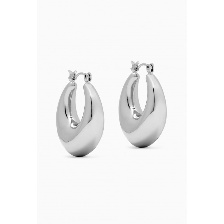 By Adina Eden - Solid Chubby XL Hoop Earring in 14kt White Gold-plated Brass
