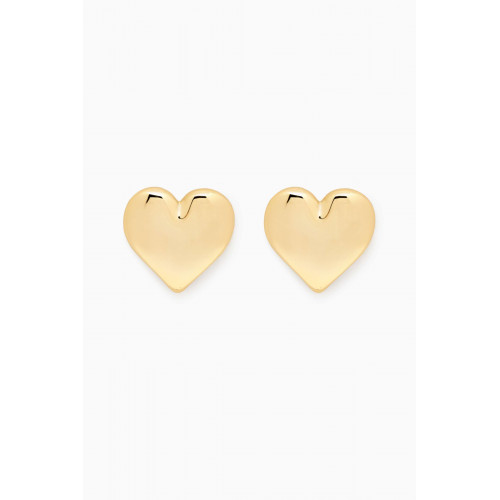 By Adina Eden - Puffy Chunky Heart Stud Earrings in 14kt Gold-plated Brass