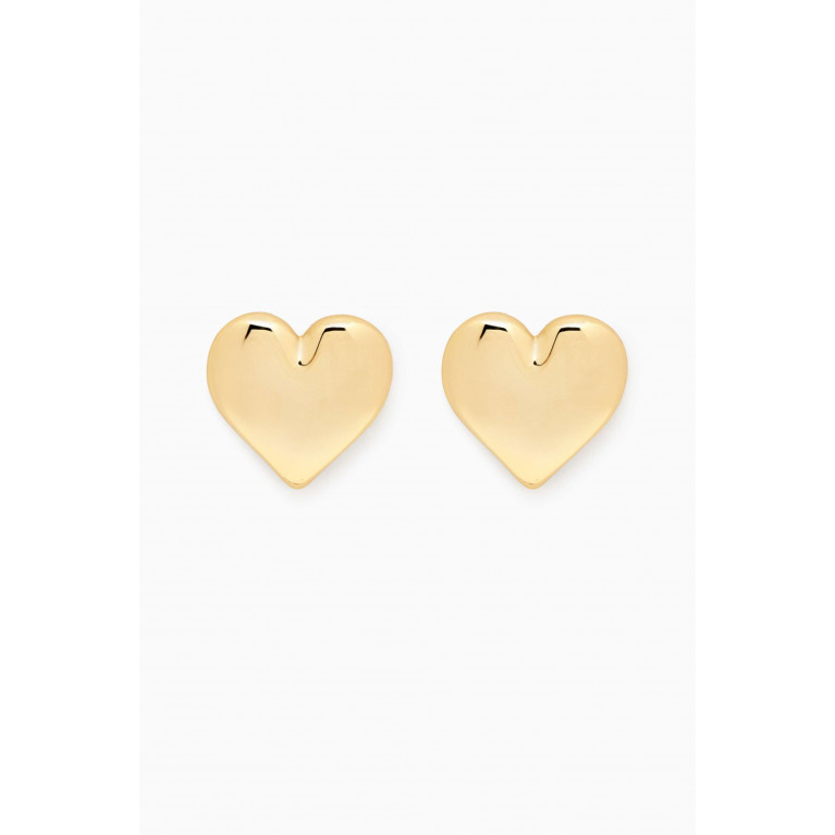 By Adina Eden - Puffy Chunky Heart Stud Earrings in 14kt Gold-plated Brass