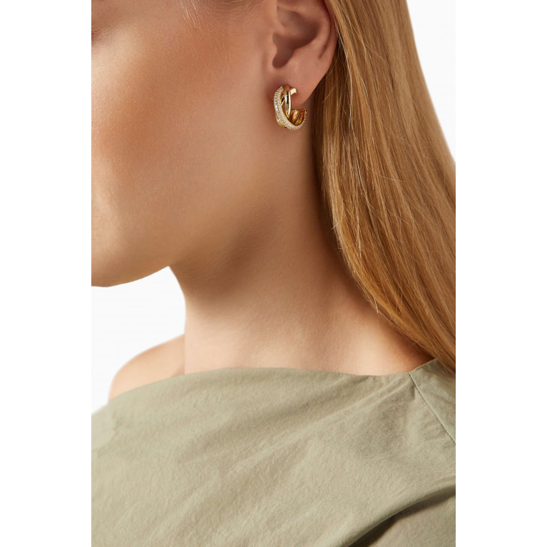 By Adina Eden - Solid/Pave Mini Cluster Hoop Earrings in 14kt Gold-plated Brass
