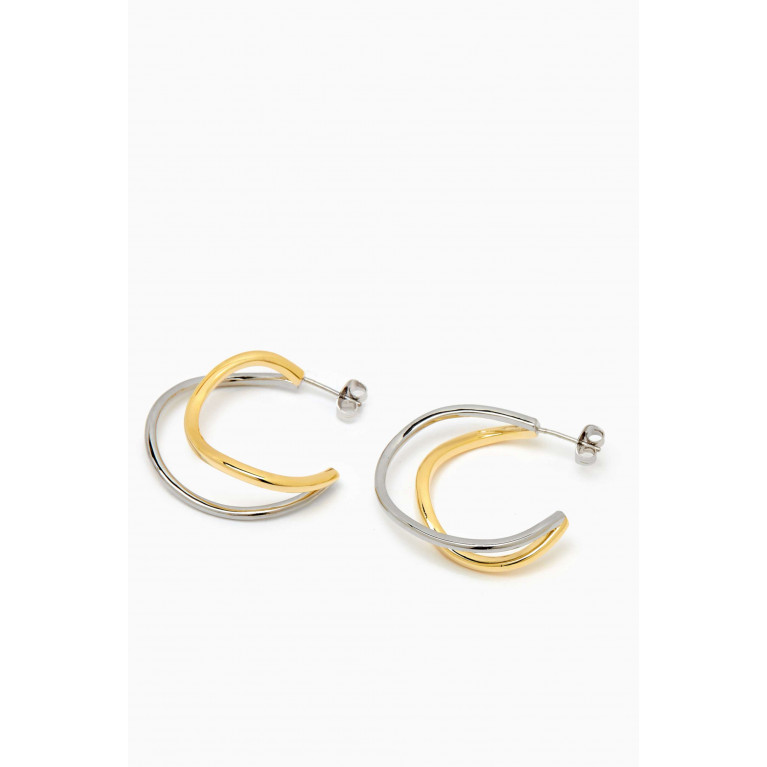 By Adina Eden - Two Tone Squiggly Hoop Earrings in 14kt Gold & White Gold-plated Brass