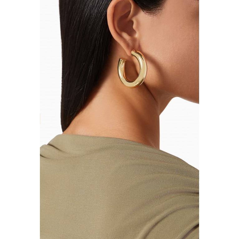 By Adina Eden - Solid Super Wide Hollow Hoop Earrings in 14kt Gold-plated Brass