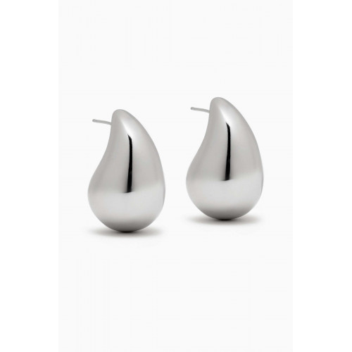 By Adina Eden - Solid Chunky Drop Stud Earrings in 14kt White Gold-plated Brass Silver