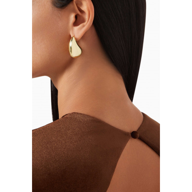 By Adina Eden - Solid Chunky Drop Stud Earrings in 14kt Gold-plated Brass Yellow