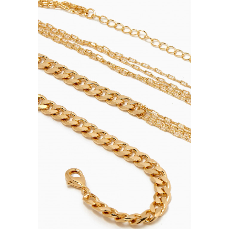 By Adina Eden - Chunky Cuban X Multi Paperclip Strand Necklace in 14kt Gold-plated Brass