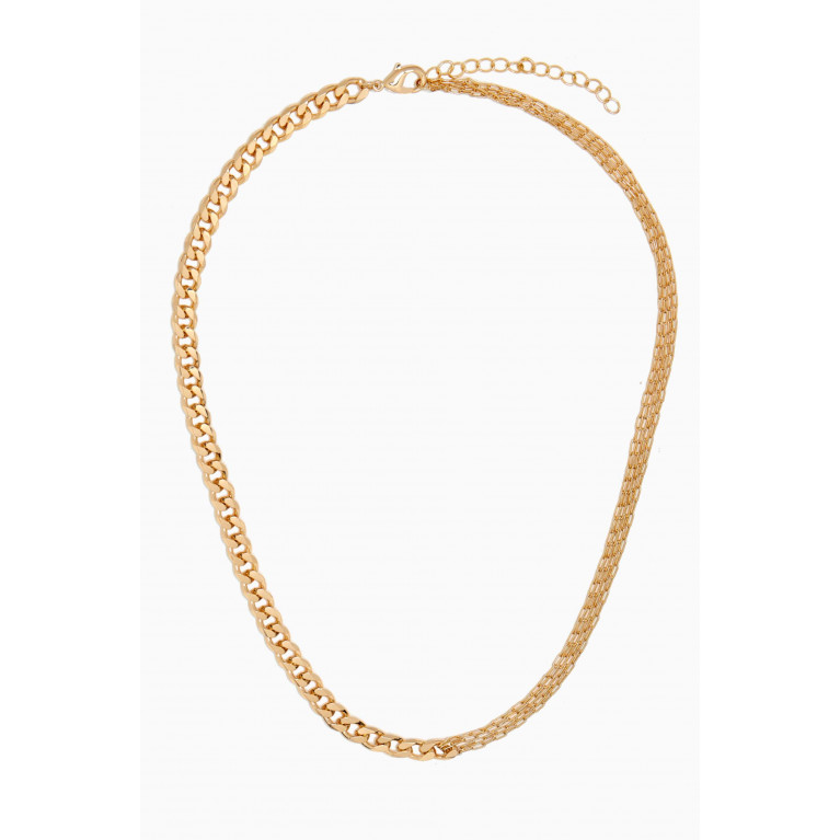 By Adina Eden - Chunky Cuban X Multi Paperclip Strand Necklace in 14kt Gold-plated Brass