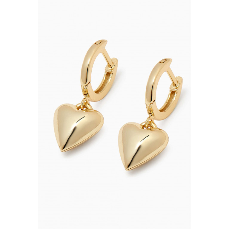 By Adina Eden - Solid Puffy Heart Huggie Earrings in 14kt Gold-plated Sterling Silver