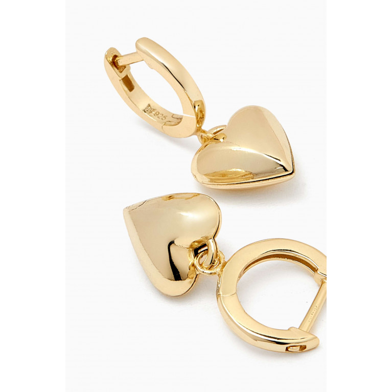 By Adina Eden - Solid Puffy Heart Huggie Earrings in 14kt Gold-plated Sterling Silver