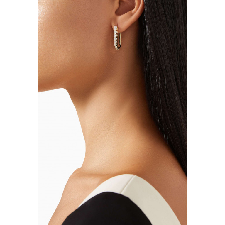 By Adina Eden - Graduated CZ Elongated Oval Shape Huggie Earrings in 14kt Gold-plated Silver Yellow