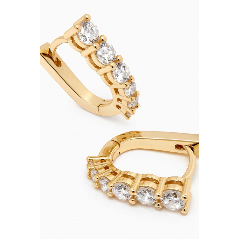 By Adina Eden - Graduated CZ Elongated Oval Shape Huggie Earrings in 14kt Gold-plated Silver Yellow