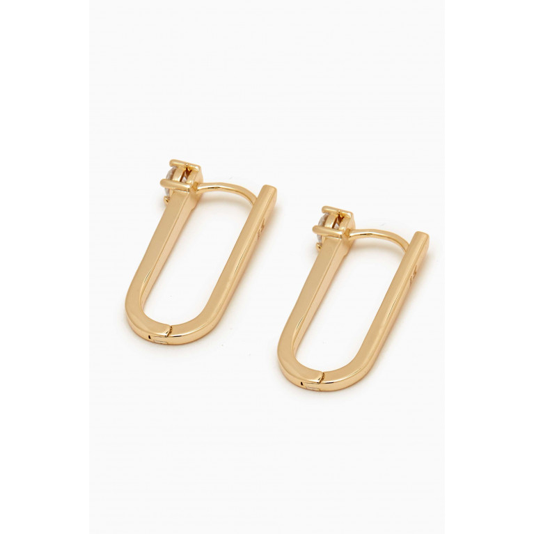 By Adina Eden - CZ Solitaire Elongated Oval Shape Huggie Earrings in 14kt Gold-plated Silver Yellow
