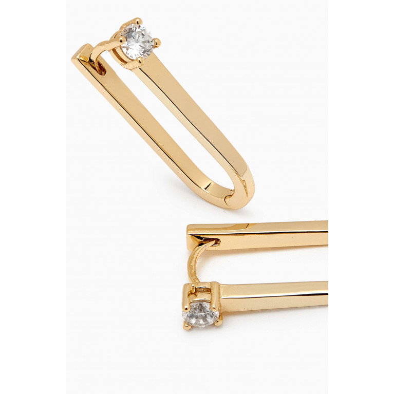 By Adina Eden - CZ Solitaire Elongated Oval Shape Huggie Earrings in 14kt Gold-plated Silver Yellow
