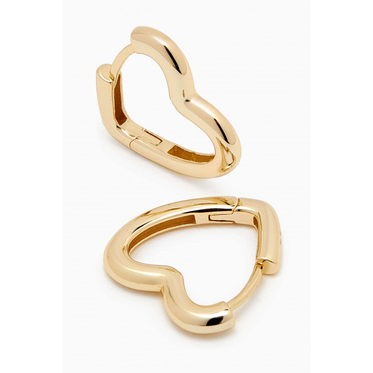 By Adina Eden - Solid Open Heart Huggie Earrings in 14kt Gold-plated Silver