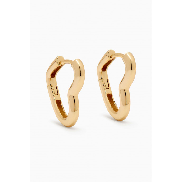 By Adina Eden - Solid Open Heart Huggie Earrings in 14kt Gold-plated Silver