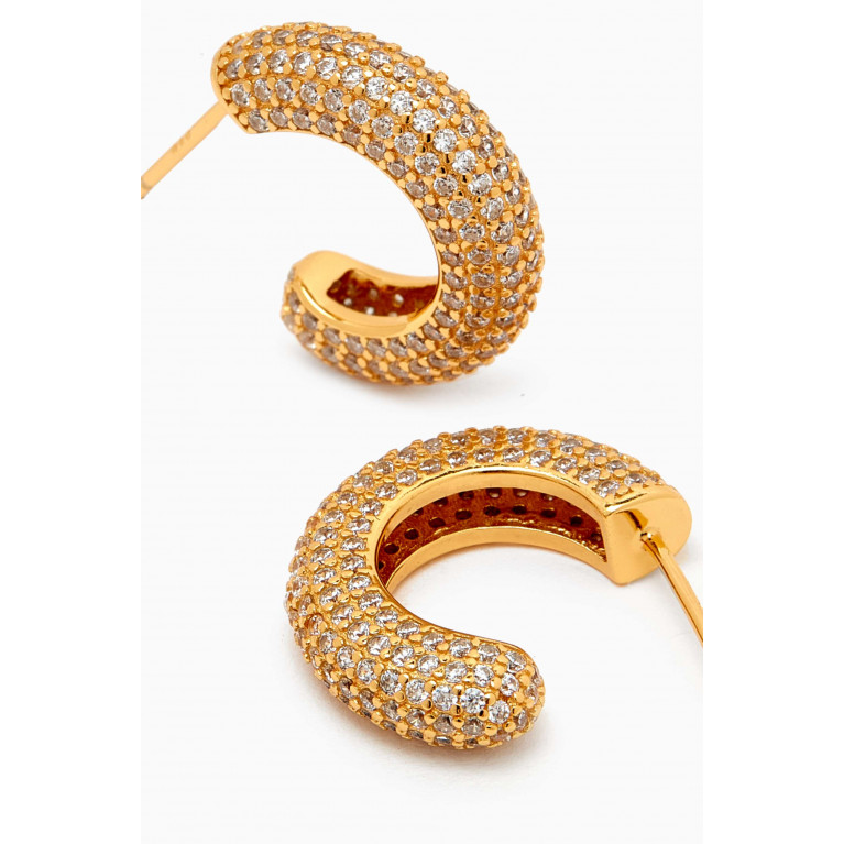 By Adina Eden - Mini Jumbo Pavé Hoop Earrings in 14kt Gold-plated Silver Yellow