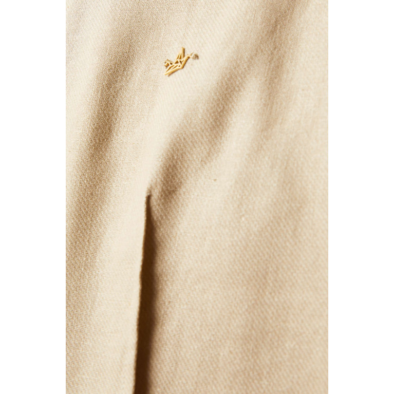 CHI-KA - Contrast Trim Abaya in Linen & Silk-organza