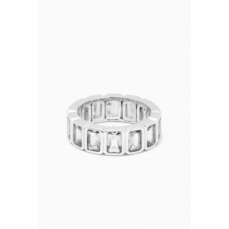 Hatton Labs - CZ Emerald-cut Eternity Ring in Sterling Silver
