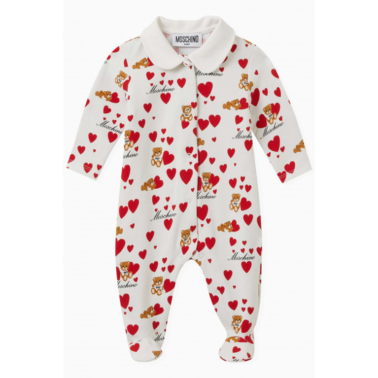 Moschino - Heart and Teddy Print Sleepsuit Gift Box in Cotton