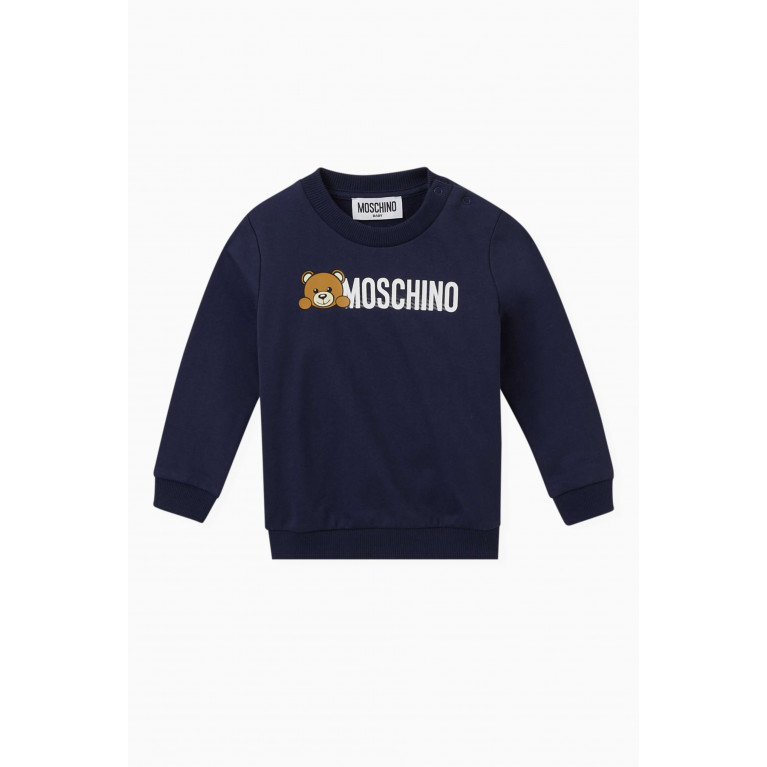 Moschino - Teddy Logo Sweatshirt in Cotton Blue