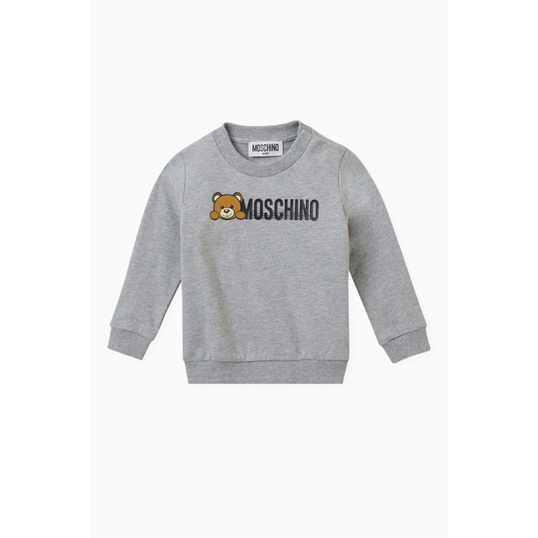Moschino - Teddy Logo Sweatshirt in Cotton Grey
