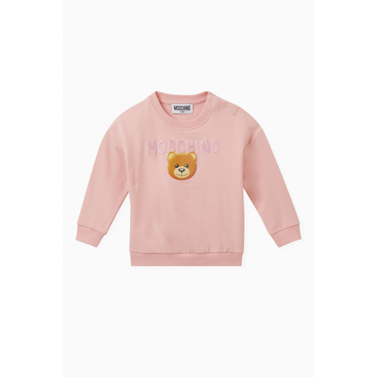Moschino - Teddy Bear Sweatshirt in Cotton Jersey Pink