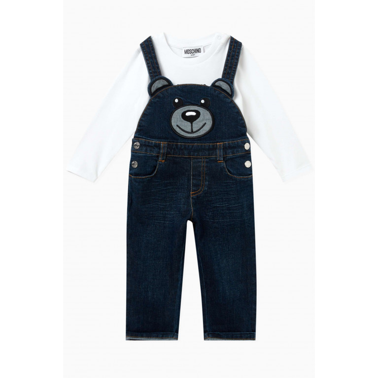 Moschino - Teddy Bear T-Shirt and Dungaree Set in Cotton