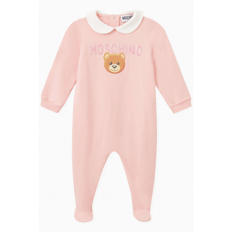Moschino - Teddy Bear Romper in Cotton Jersey Pink