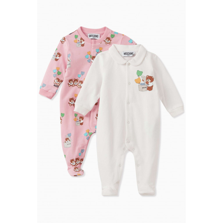Moschino - Teddy Bear Print Pyjamas in Cotton, Set of Two Pink