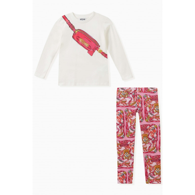 Moschino - Teddy Scarf Maxi T-shirt & Leggings Set in Cotton Jersey