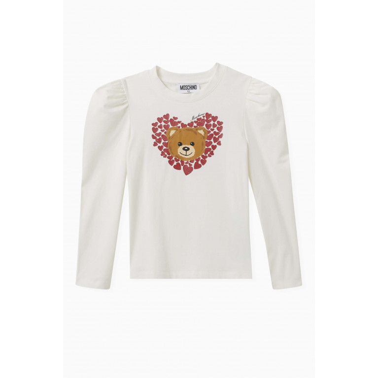 Moschino - Little Hearts Teddy Bear T-shirt in Cotton Jersey