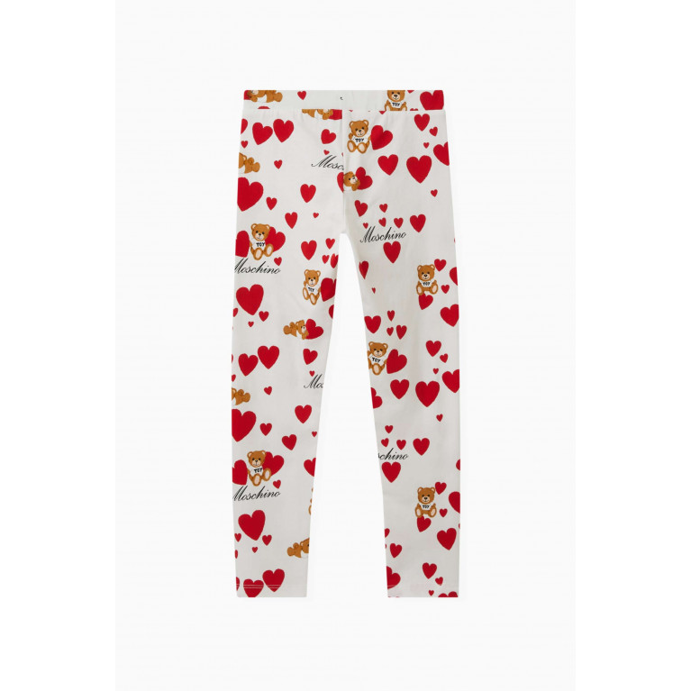 Moschino - Teddy Heart Print Leggings in Cotton