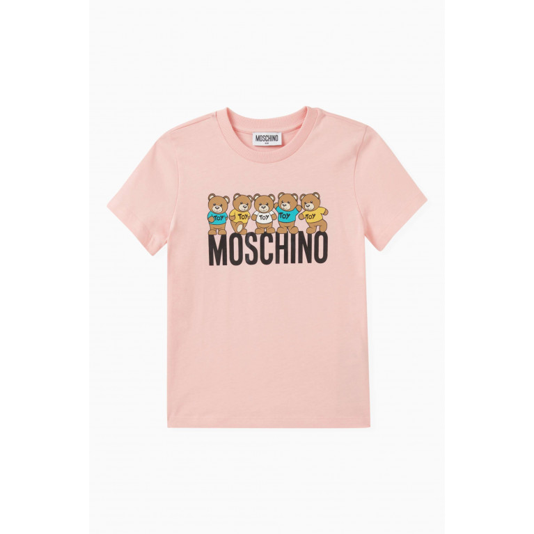Moschino - Teddy Friends T-shirt in Cotton Jersey Pink