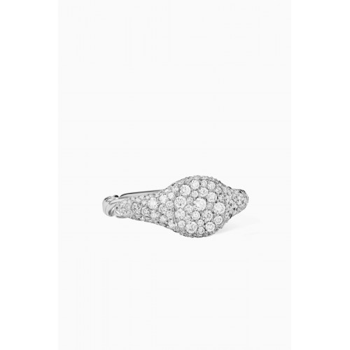 David Yurman - Petite Pinky Ring with Pavé Diamonds in 18kt White Gold