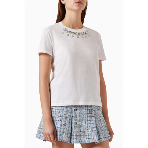 Maje - Embellished T-shirt in Jersey White