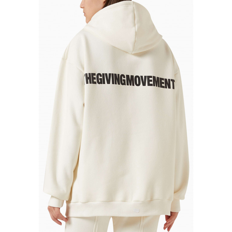 The Giving Movement - Raw-edge Hoodie in Cotton-blend Jersey Neutral