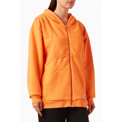 The Giving Movement - Raw-edge Hoodie in Cotton-blend Jersey Orange