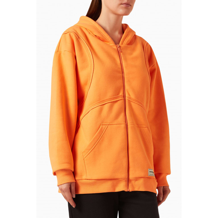 The Giving Movement - Raw-edge Hoodie in Cotton-blend Jersey Orange