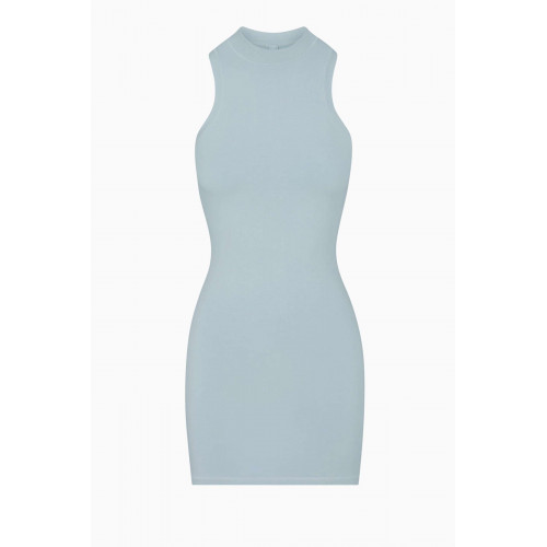 SKIMS - New Vintage Mock-neck Mini Dress in Stretch-cotton Blue