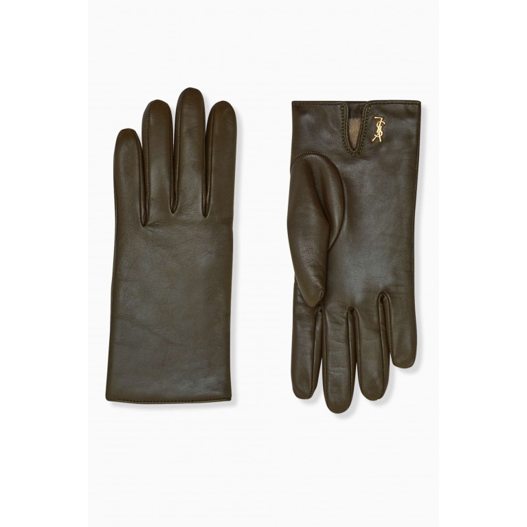 Saint Laurent - Cassandre Short Gloves in Lambskin & Silk-cashmere