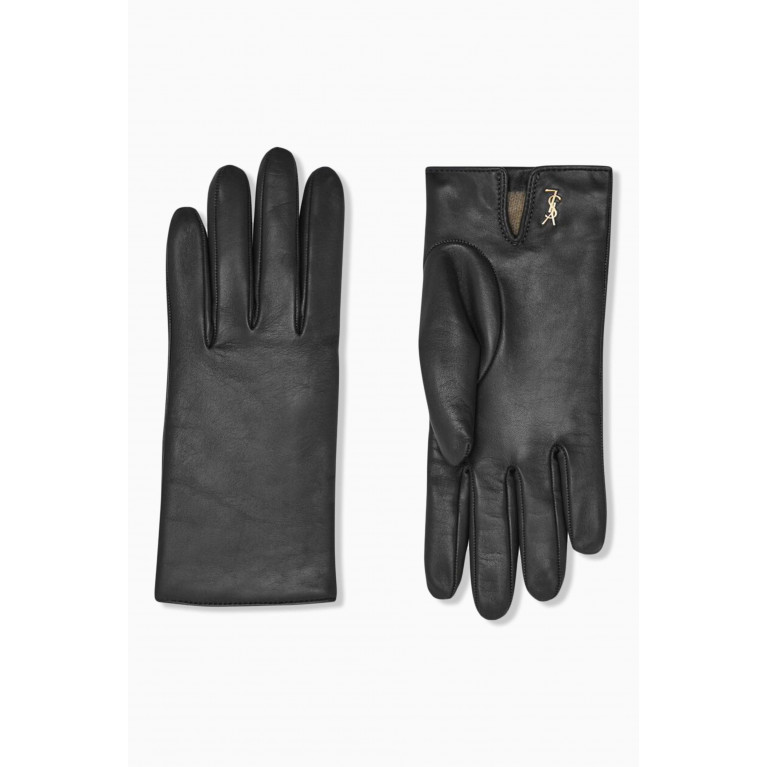 Saint Laurent - Cassandre Short Slit Gloves in Sheepskin & Cashmere