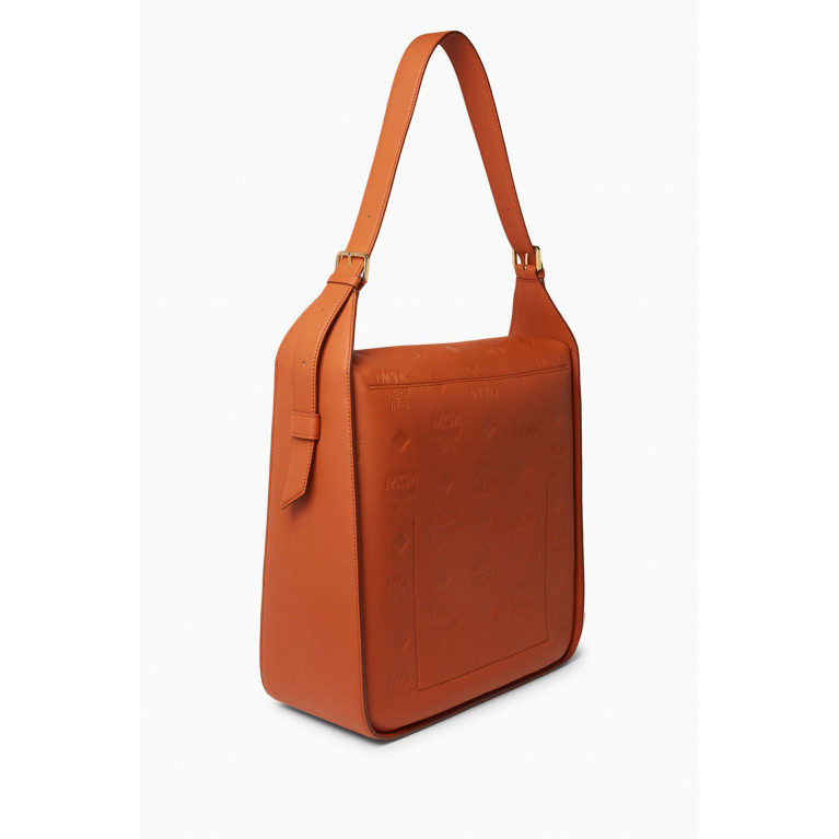 MCM - Large Aren Flap Hobo Bag in Monogram-embossed Leather