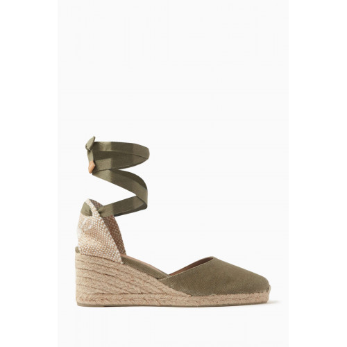 Castaner - Carina 50 Espadrille Wedges in Canvas Green