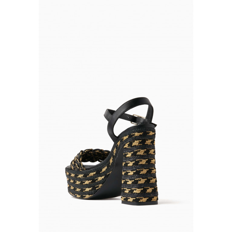 Castaner - Anne 80 Platform Sandals in Leather & Fabric Intertwined Laces